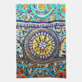 中世ロマンイタリアンマスペインのジョリカフローラ キッチンタオル (縦)