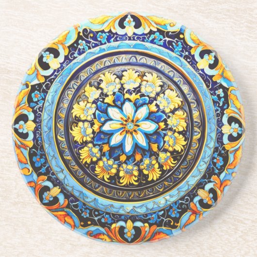 中世ロマンイタリアンマスペインのジョリカフローラ コースター (正面)