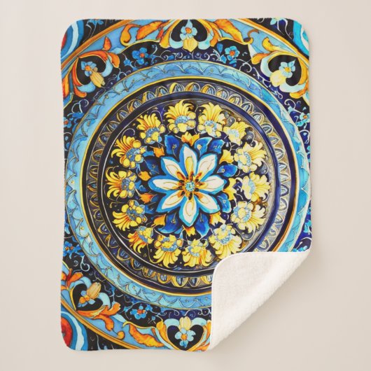 中世ロマンイタリアンマスペインのジョリカフローラ シェルパブランケット (正面)