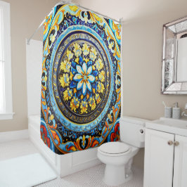 中世ロマンイタリアンマスペインのジョリカフローラ シャワーカーテン