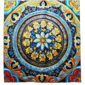 中世ロマンイタリアンマスペインのジョリカフローラ シャワーカーテン (正面)