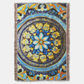 中世ロマンイタリアンマスペインのジョリカフローラ スローブランケット (正面縦)