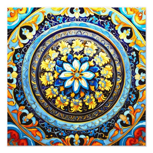 中世ロマンイタリアンマスペインのジョリカフローラ フォトプリント            (正面)