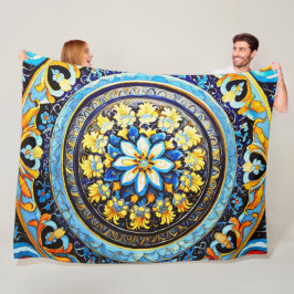 中世ロマンイタリアンマスペインのジョリカフローラ フリースブランケット