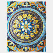 中世ロマンイタリアンマスペインのジョリカフローラ フリースブランケット (正面)