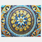 中世ロマンイタリアンマスペインのジョリカフローラ フリースブランケット (正面(横))