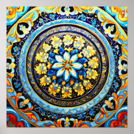 中世ロマンイタリアンマスペインのジョリカフローラ ポスター