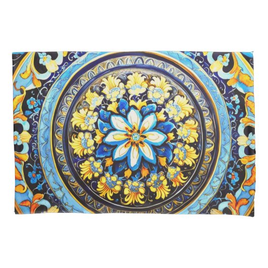 中世ロマンイタリアンマスペインのジョリカフローラ 枕カバー (正面)