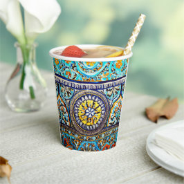 中世ロマンイタリアンマスペインのジョリカフローラ 紙コップ