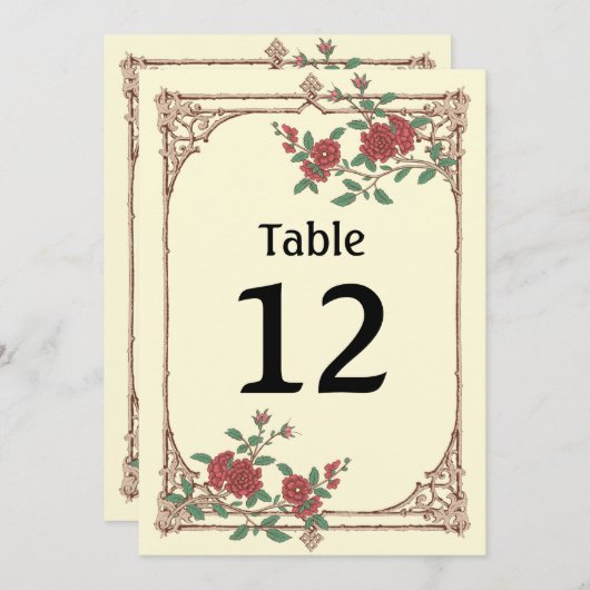 中世ロマン結婚ツのテーブル番号カード (正面/裏面)