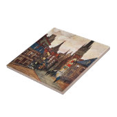 中世ヴィンテージの通り場面ルーアンフランス タイル (側面)