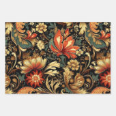 中世ヴィンテージエレガンスフローラルパターン ラッピングペーパーシート (正面2)