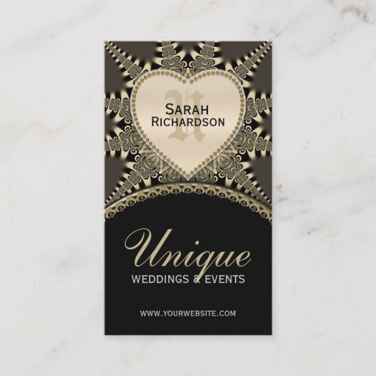 中世ヴィンテージユニーク金ゴールド結婚の名刺 名刺 (正面)