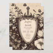 中世ヴィンテージ剣・盾 招待状 (正面/裏面)