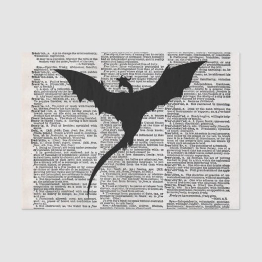 中世ヴィンテージ辞書の紙のドラゴン 薄葉紙 (正面)