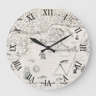 中世世界地図ケベックニュースフランスアメリカ ラージ壁時計