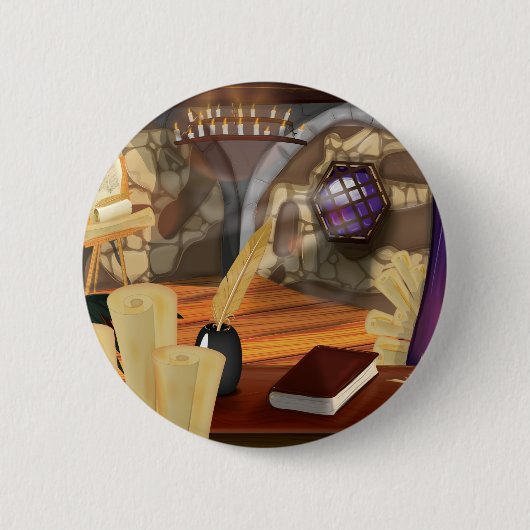 中世勉強 缶バッジ (正面)