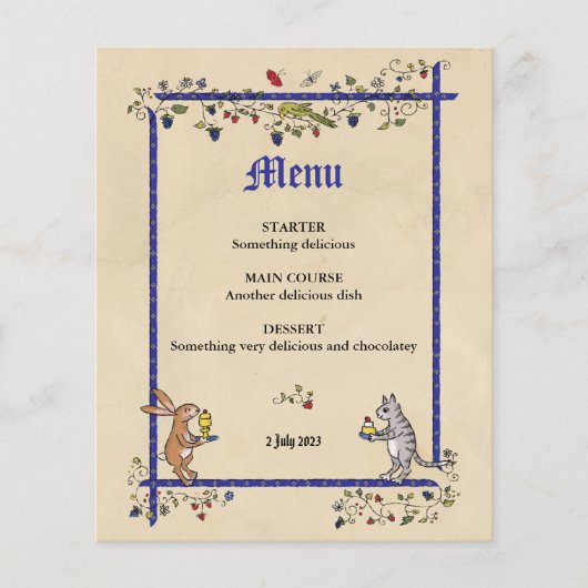 中世動物結婚のメニュー (正面)