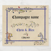 中世動物結婚のワきらめくインボトル室 スパークリングワインラベル (シングルラベル)