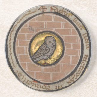 中世原稿からのフクロウ コースター