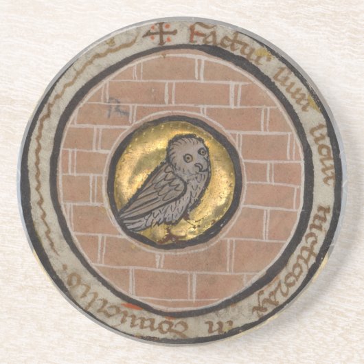 中世原稿からのフクロウ コースター (正面)