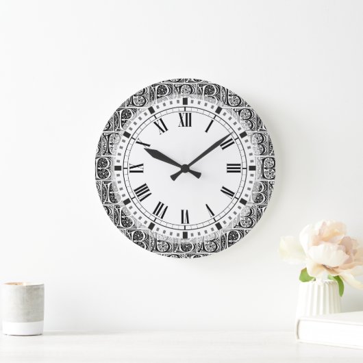 中世原稿によって照らされる手紙Bのモノグラム ラージ壁時計 (ホーム)