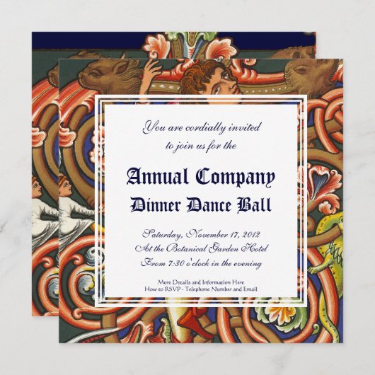 中世原稿エレガント踊り貴族 招待状 (正面/裏面)