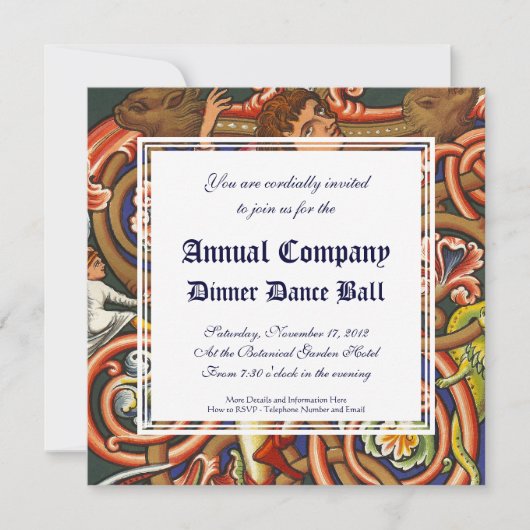 中世原稿エレガント踊り貴族 招待状 (正面)