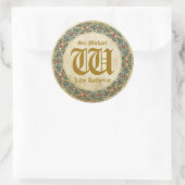 中世原稿ゴシック結婚のラベル ラウンドシール (バッグ)