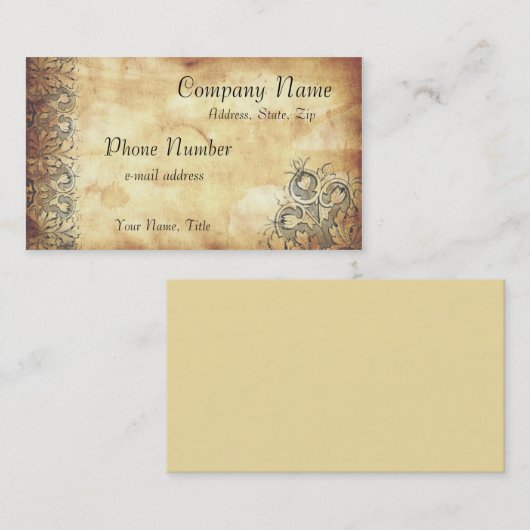 中世原稿Acanthusは古い紙を去ります 名刺 (正面/裏面)