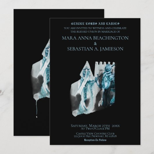 *~* 中世城塞のプリンセスナイトのウェディング 招待状 (正面/裏面)