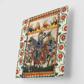 中世大会,騎士とダンセルとの戦い スクエア壁時計 (傾斜)