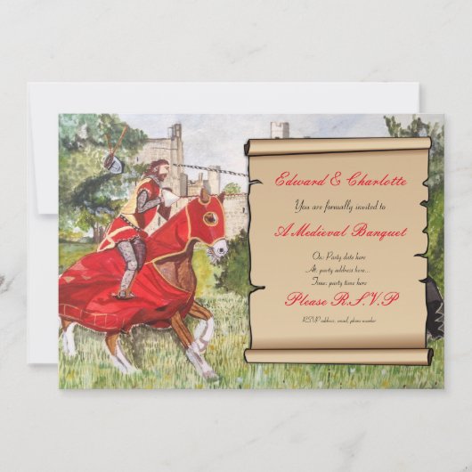 中世宴会の招待状の馬上槍試合の馬 招待状 (正面)