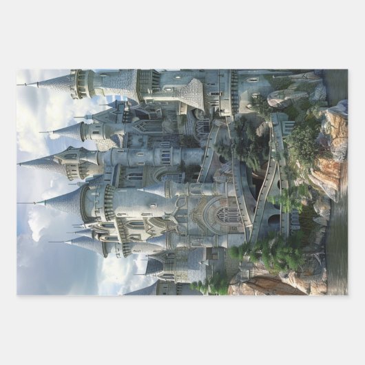 中世建築の城デコパージュ ラッピングペーパーシート (正面3)