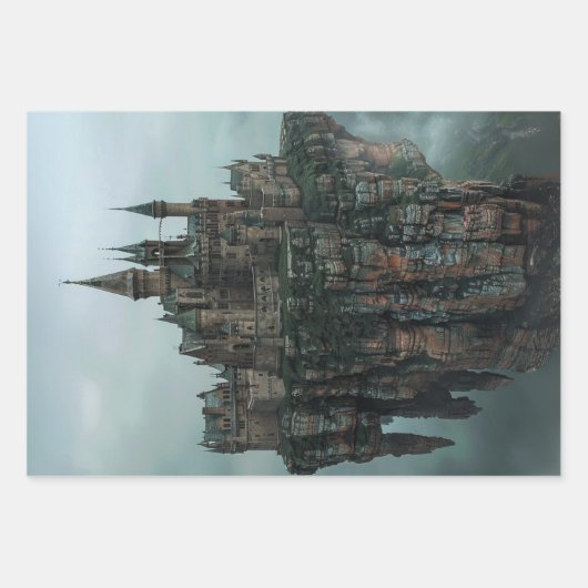 中世建築の城デコパージュ ラッピングペーパーシート (正面)