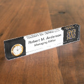 中世文エレガント字Wアンティークモノグラム デスクネームプレート (側面)