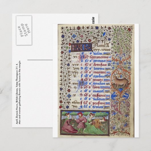 中世暦：4月 ポストカード (正面/裏面)