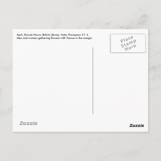 中世暦：4月 ポストカード (裏面)