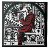 中世書の机と僧 タイル (正面)