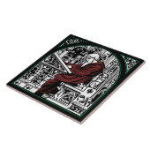 中世書の机と僧 タイル (側面)