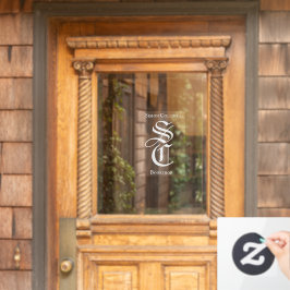 中世書店 – 白いゴシック文字のモノグラム名 ウィンドウサイン