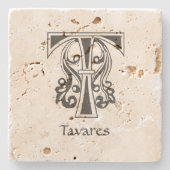 中世植物装飾首都T ストーンコースター (正面)