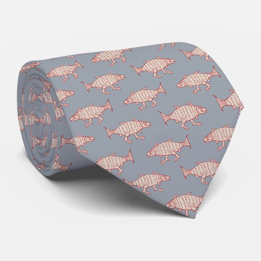 中世歩く魚のブルーネックタイ ネクタイ (ロール)