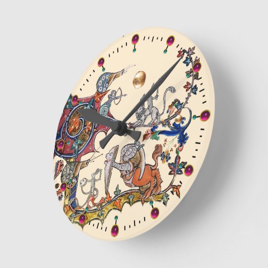 中世獣風変わり戦争のカタツムリ、キラーウサギ ラウンド壁時計 (傾斜)