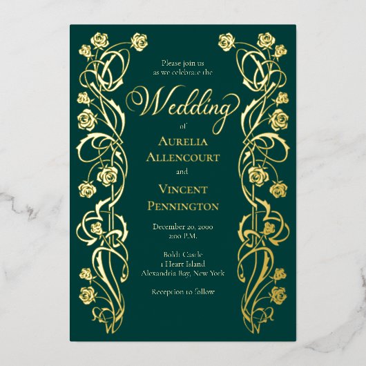 中世王室のバラ結婚ズ 箔招待状 (正面)