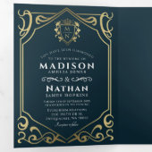 中世王室のファンタジーモノグラム結婚式招待状 三つ折り招待状 (内部最初)