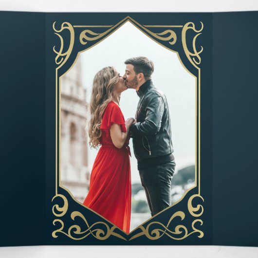 中世王室のファンタジーモノグラム結婚式招待状 三つ折り招待状 (内部中)