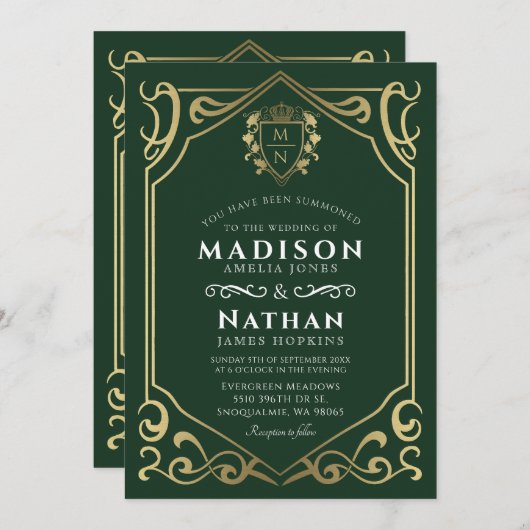 中世王室のファンタジーモノグ結婚ラム 招待状 (正面/裏面)