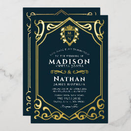 中世王室のファンタジーモノグ結婚ラム 箔招待状