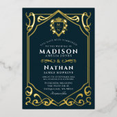 中世王室のファンタジーモノグ結婚ラム 箔招待状 (正面)
